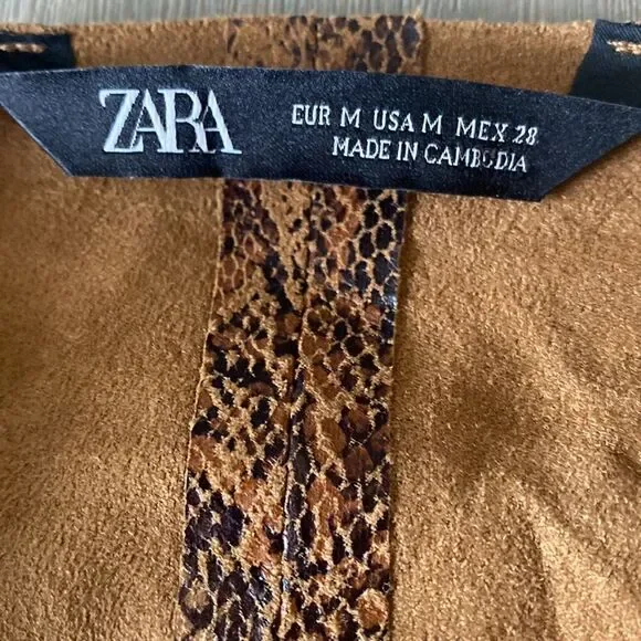 Zara Women’s Size M Snake Print Jacket Blazer Brown Bronze NWT - Picture 4 of 9